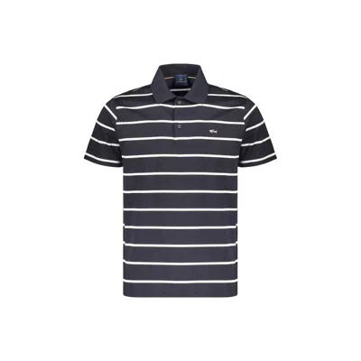 Paul & Shark Short Sleeve Striped Metal Shark Logo Polo Shirt Navy In Multi