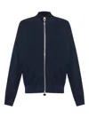 Paul & Shark Ribbed Zip-up High-neck Cardigan Clothing In Blue
