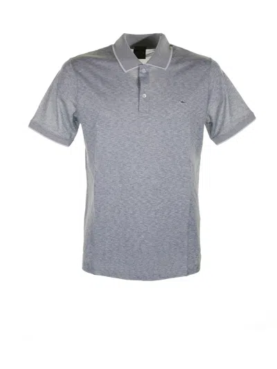 Paul & Shark Blue Short-sleeved Polo Shirt In Cotton In Gray
