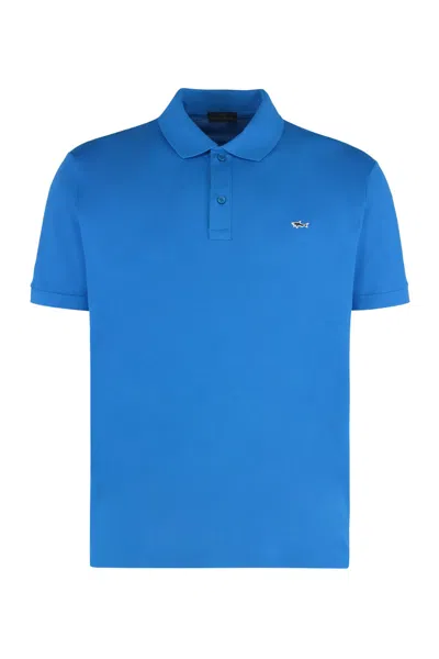 Paul & Shark Short-sleeved Cotton Polo Shirt For Casual Style In Blue