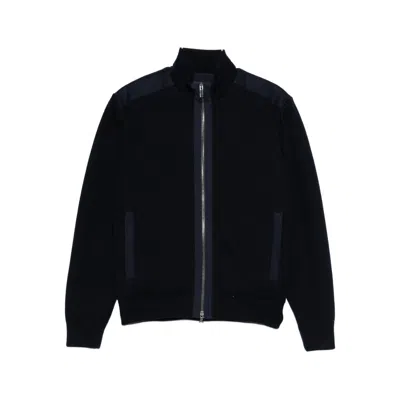 Paul & Shark Zip-up Wool Cardigan In Black