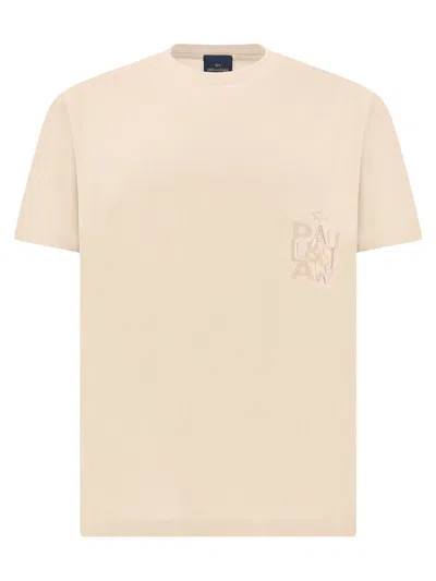 Paul & Shark Cotton Jersey T-shirt With Embroidery In Neutral