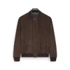 Paul & Shark Bomber In Suede Aqualeather In Brown