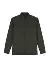Paul & Shark Boxy Silhouette Wool Blend Jacket With Classic Collar And Flap Pockets In Green