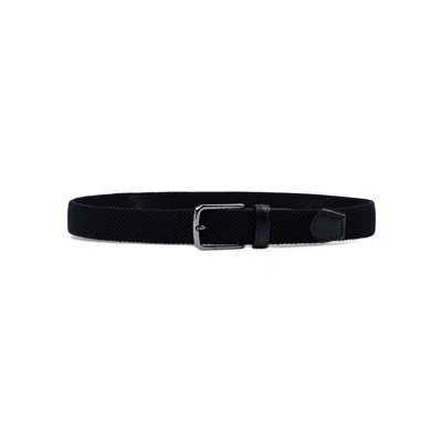 Paul & Shark Braided Elastic Belt With Leather Trims