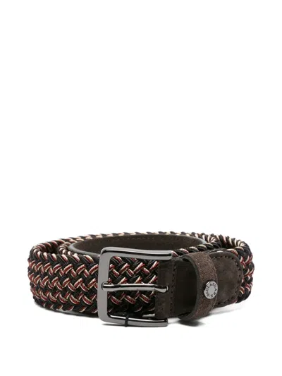 Paul & Shark Braided Leather Belt In Brown