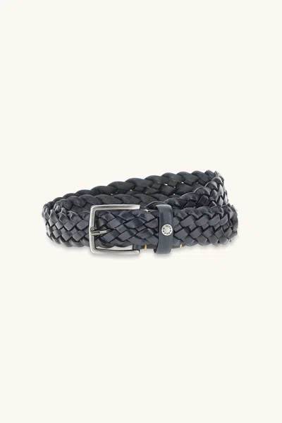 Paul & Shark Braided Leather Belt In Gray