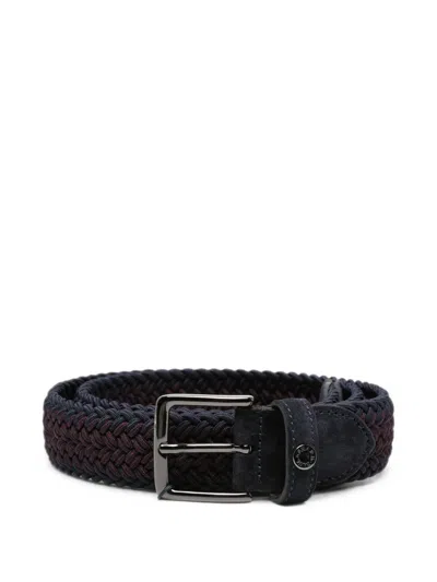 Paul & Shark Braided Suede-trimmed Belt In Blue
