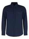Paul & Shark Button-down Logo-embroidered Cotton Shirt In Blue