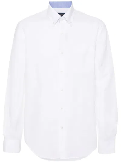 Paul & Shark Button-down Slub-texture Shirt In White