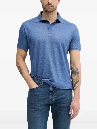 Paul & Shark Button Linen Polo Shirt In Blue