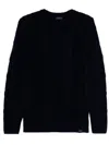 Paul & Shark Cable Knit Crewneck Wool Sweater Clothing In Black