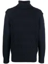 Paul & Shark Cable-knit Roll-neck Jumper In Blue