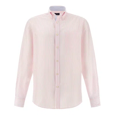 Paul & Shark Summer Breeze Cotton Shirt With Striped Pattern In Pink