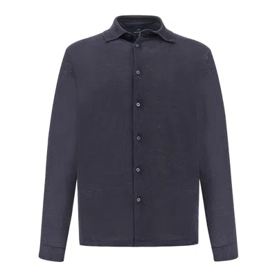 Paul & Shark Pure Linen Jersey Shirt In Blue