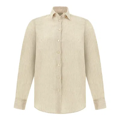 Paul & Shark Soffio Linen Shirt With Striped Pattern In Neutral
