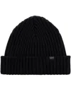Paul & Shark Ribbed-knit Beanie Hat In Black