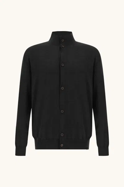 Paul & Shark High-neck Button-up Cardigan In Black