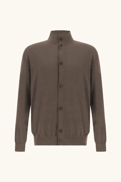Paul & Shark High-neck Button-up Cardigan In Brown