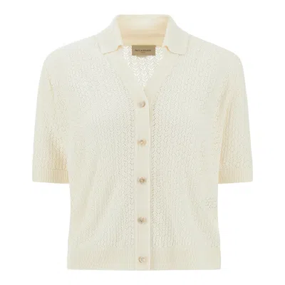 Paul & Shark Linen Open Stitch Knit Cardigan In Neutral