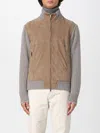 Paul & Shark Suede Wool-paneled Bomber Jacket In Brown