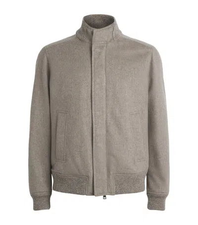 Paul & Shark Cashmere Felt Bomber Jacket In Grey