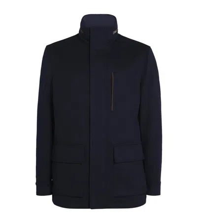 Paul & Shark Cashmere Padded Hybrid Coat In Blue