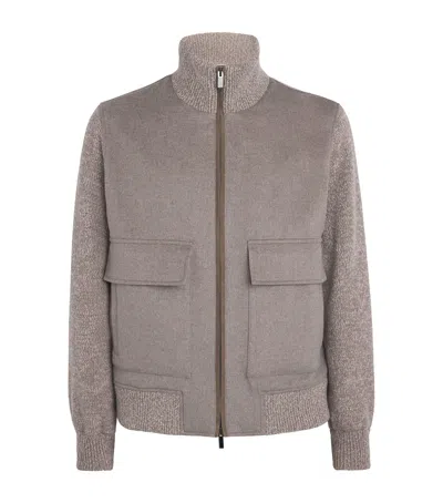 Paul & Shark Cashmere-wool Zipped Sweatshirt In Gray