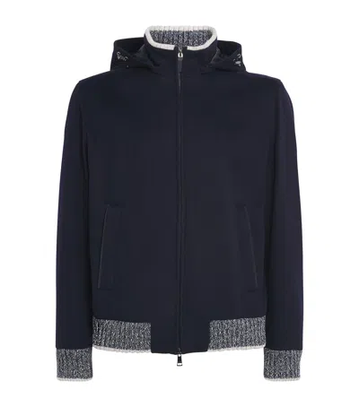 Paul & Shark Cashmere-wool Hybrid Knit Jacket In Blue
