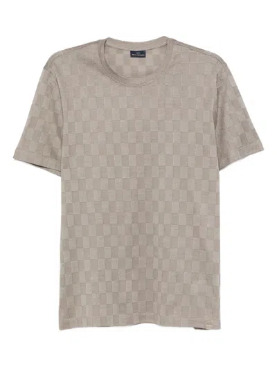 Paul & Shark Checked Cotton T-shirt In Brown