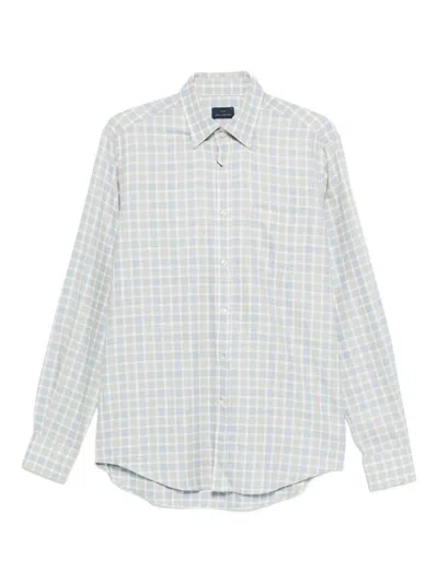 Paul & Shark Checked Long-sleeved Shirt In Blue