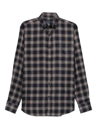 Paul & Shark Checked-pattern Long-sleeve Shirt In Black