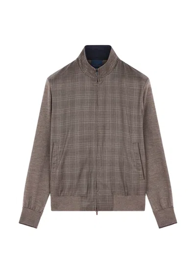 Paul & Shark Checked Wool Lightweight Jacket In Brown