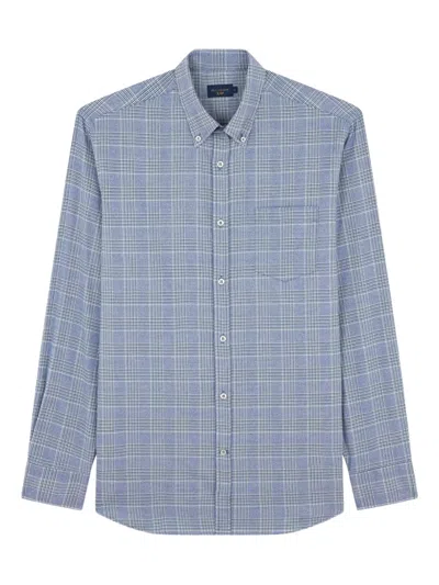 Paul & Shark Checkered Cotton Shirt In Blue