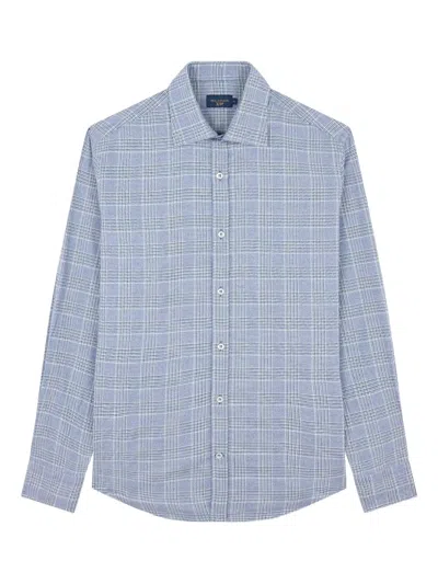Paul & Shark Checkered Cotton Shirt In Blue