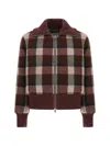 Paul & Shark Check-pattern Bomber Jacket In Brown
