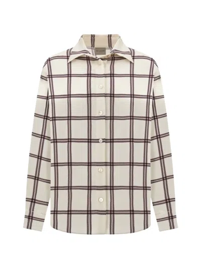 Paul & Shark Check-print Long-sleeve Shirt In White