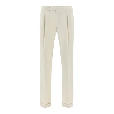 Paul & Shark Chino Trousers In Stretch Cotton With Double Pleats In White