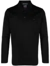 Paul & Shark Classic Black Long Sleeve Polo With Tailored Fit In Black