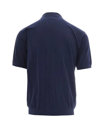 Paul & Shark Classic Ribbed Cotton Polo With Two-button Placket In Blue