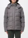 Paul & Shark Wool And Silk Puffer Jacket With Contrast Inserts In Brown