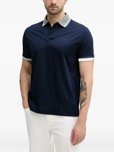 Paul & Shark Contrast-collar Polo Shirt In Blue