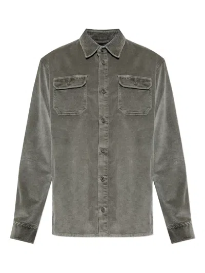 Paul & Shark Corduroy Double-pocket Shirt In Gray