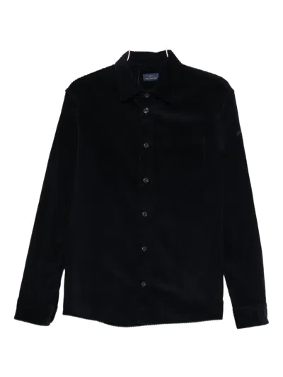 Paul & Shark Corduroy Long-sleeve Shirt In Blue