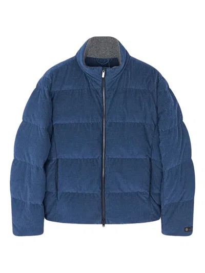 Paul & Shark Corduroy Quilted Down Jacket In Blue