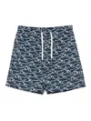 Paul & Shark Swim Trunks Print Drawstring Waistband In Blue