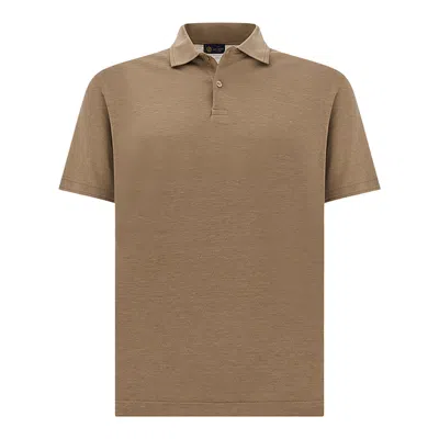 Paul & Shark Cotton And Silk Polo In Brown