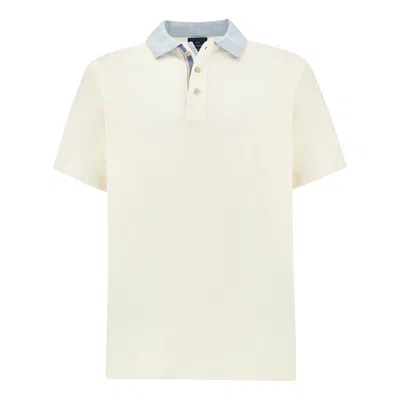 Paul & Shark Cotton Aqua Touch Polo With Striped Detail In White