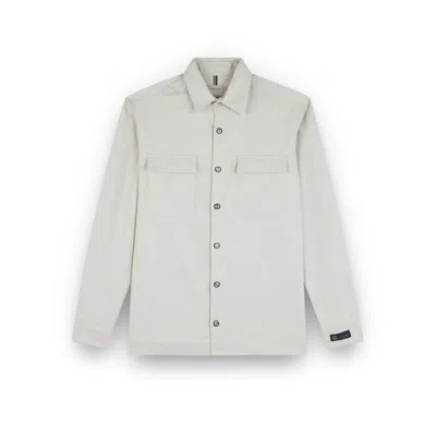 Paul & Shark Cotton Cashmere Overshirt With Shark Fin Embroidery In Gray
