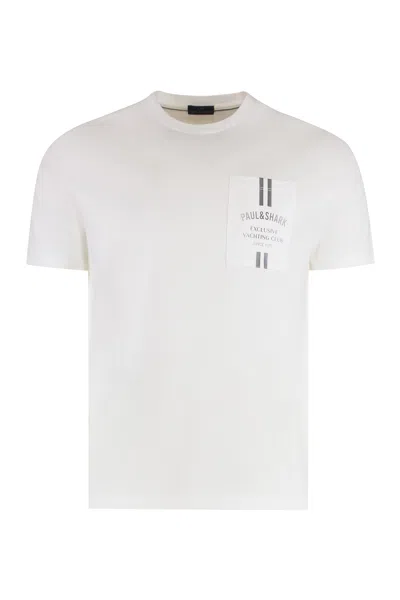 Paul & Shark Cotton Crew-neck T-shirt In White